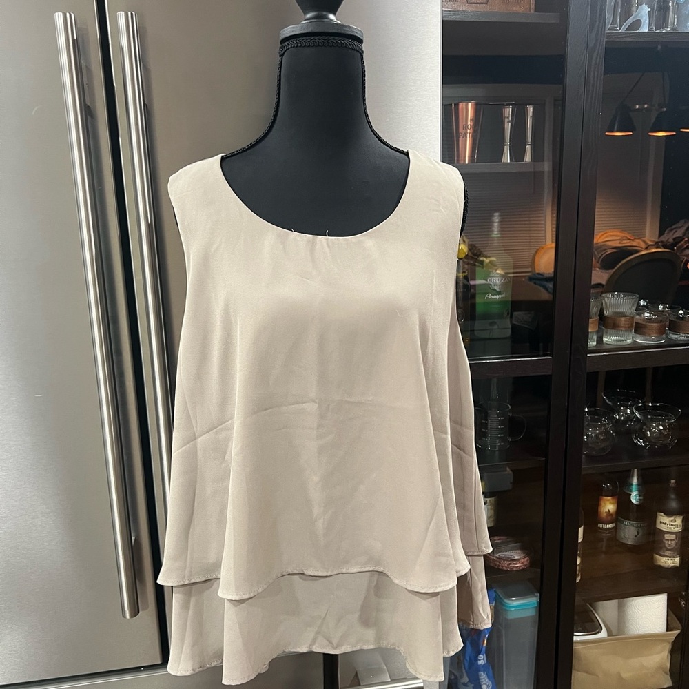Elegant Taupe Layered Women's Top